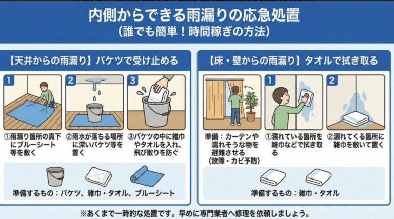 【2026年最新】雨漏りの応急処置｜どこまで自分でやっていい？